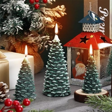 MTLEE Christmas Tree Shape Candle Set for Holiday Decor