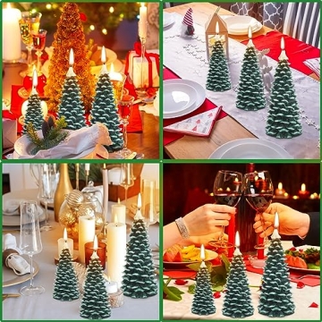 MTLEE Christmas Tree Shape Candle Set for Holiday Decor