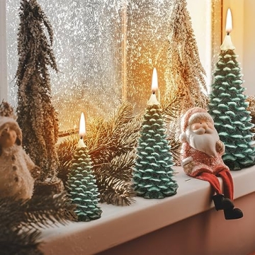 MTLEE Christmas Tree Shape Candle Set for Holiday Decor