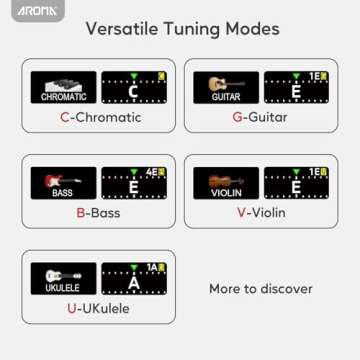 Aroma Rechargeable Clip On Guitar Tuner for Accurate Tuning