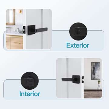 Gaurqiah Heavy Duty KEYLESS Privacy Door Lever for Bathroom, Matte Black Door Handle, Reversible Doo...