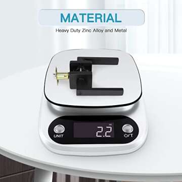 Gaurqiah Heavy Duty KEYLESS Privacy Door Lever for Bathroom, Matte Black Door Handle, Reversible Door Lever for Right & Left Doors, Modern Square Door Lock for Interior Doors, Bathroom,1 Pack