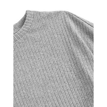 Verdusa Women's Rib Knit Long Sleeve Lounge Set 2 Piece PJ Set Nightwear Pajama Set Grey XS