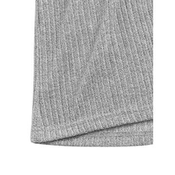 Verdusa Women's Rib Knit Long Sleeve Lounge Set 2 Piece PJ Set Nightwear Pajama Set Grey XS