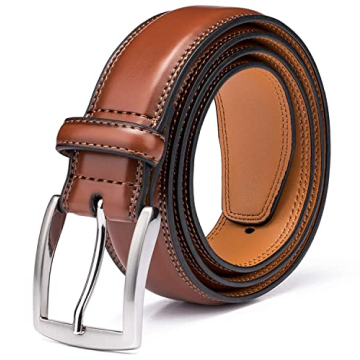 KM Legend Men's Genuine Leather Dress Belt - Classic Brown, 36 US