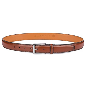 KM Legend Men's Genuine Leather Dress Belt Classic Brown