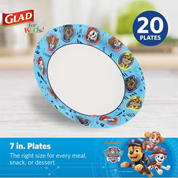 Glad for Kids Paw Patrol Paper Cups Disposable Paper Cups, Blue, 20 Count for Kids Paw Patrol Paper Plates | Disposable Paw Patrol Plates for Kids