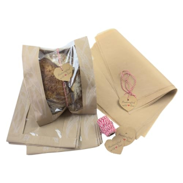 Bread Packaging Kit- Kraft Paper Bread Bags for Homemade Bread Gift Giving, Natural Unbleached Parch...