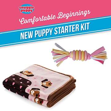 Original Snuggle Puppy Essentials Starter Kit. Heartbeat Dog Toy and Calming Aid with 3 Heat Packs, Puppy Teething Toy, Dog Chew Toy and Dog Blanket.