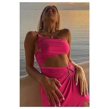 Bacmaze Y2K Strapless Mini Dress with High Slit