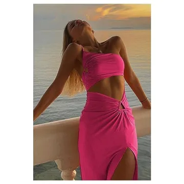 Bacmaze Y2K Strapless Mini Dress with High Slit