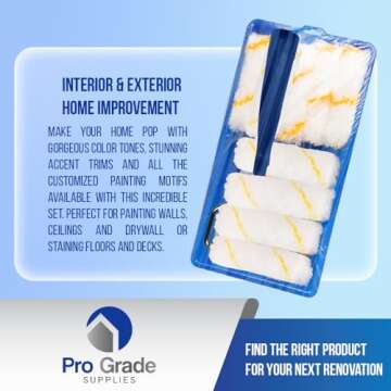 Pro Grade - Paint Roller Tool Kit - 10 Piece Painting Set - Mini Plastic Paint Tray Set, Mini Roller Frame,Microfiber Roller Covers