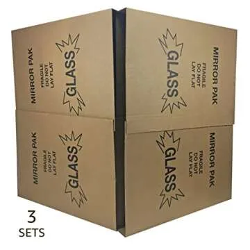 Uboxes 3 Picture & Mirror Moving Boxes for Large Pictures up to 40x60" (Includes 12 pieces, to fit 3 sets of Mirror)