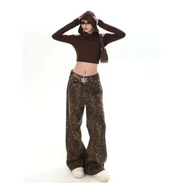 Unisex Y2k Baggy Jeans Leopard Print Jeans for Women Men Aesthetic Pants Vintage Oversize Denim Pant...