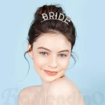 Framendino, Bride Headband Rhinestone Bridal Elegant Tiara Crown Sparking Bachelorette for Wedding P...