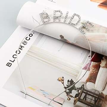 Framendino, Bride Headband Rhinestone Bridal Elegant Tiara Crown Sparking Bachelorette for Wedding Party