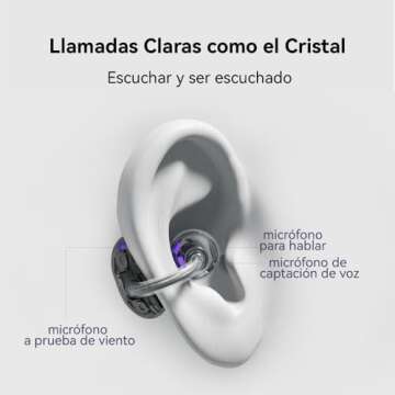 HUAWEI FreeClip Black Wireless Earbuds - Open Ear Bluetooth Earphones with Long Lasting Battery & AI Crystal Clear Sound - Lightweight in-Ear Headphones with IP54 Resistance to Dust Water