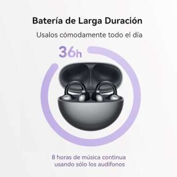 HUAWEI FreeClip Black Wireless Earbuds - Open Ear Bluetooth Earphones with Long Lasting Battery & AI Crystal Clear Sound - Lightweight in-Ear Headphones with IP54 Resistance to Dust Water