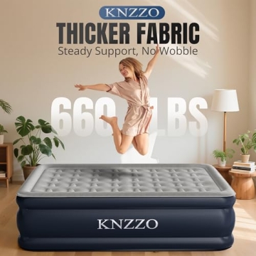 KNZZO Queen Air Mattress with Built-in Pump for Easy Setup and Comfort