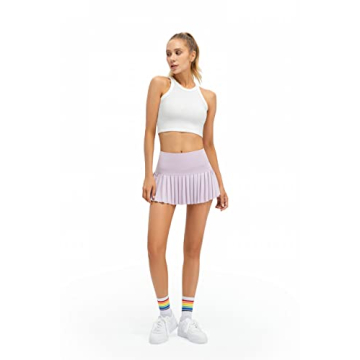 XNMAYA Women Pleated Tennis Skirt with Shorts & Pockets