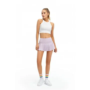 XNMAYA Women Pleated Tennis Skirt with Shorts & Pockets