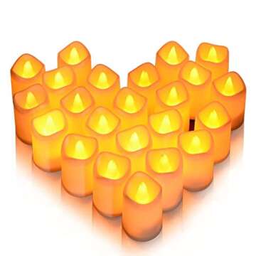 Litake 24Pcs Flameless Candles Cream Light Tea Candles Flickering Votive Candles Battery Operated LE...