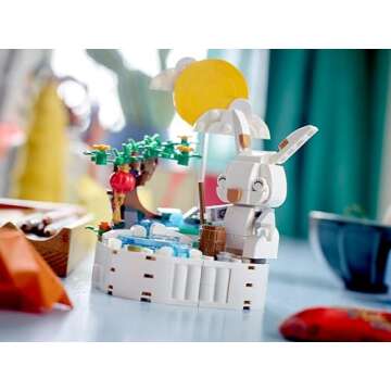 LEGO Jade Rabbit Building Toy Set, Fun Bunny Display Piece or Family Building Activity, Small Animal...