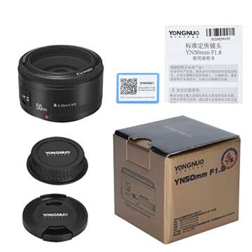 YONGNUO YN50mm F1.8C Lens, Large Aperture Auto Focus Lens, 50MM F1.8 for Canon EF Mount EOS Cameras Black