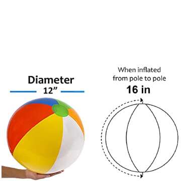 4E's Novelty Large Beach Balls 24 Pack - 16 inch Inflatable Beach Ball, Rainbow Color - Pool Toys for Kids, Beach Toys, Summer Toys, Birthday Party Favors for Kids & Adults