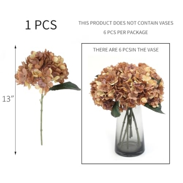 6Pcs Vintage Silk Hydrangea Flowers for Home Decor