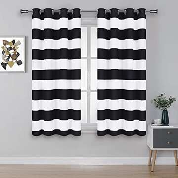 VERTKREA Stripe Window Curtain Striped Room Window Treatment Grommet Curtains 52 × 63 Inches Stripe...