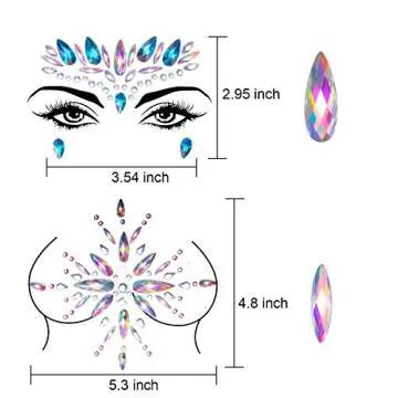 SIQUK 10 Sets Face Jewels Body Gems Stickers Mermaid Face Body Jewels Crystal Stickers with 10 Boxes...