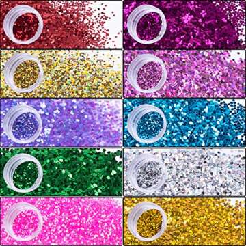 SIQUK 10 Sets Face Jewels Body Gems Stickers Mermaid Face Body Jewels Crystal Stickers with 10 Boxes Chunky Face Glitter for Festival Rave Party