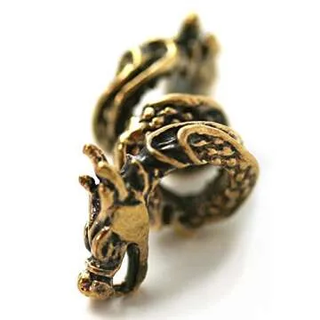 LynnAround Bronze Norse Nordic Viking Dragon Beard Beads Rings, Dwarven Dreadlock Pirate Medieval Hair Beads, Pagan Jewelry (Set of 2 pcs)