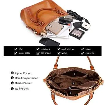 Kattee Leather Handbags Tote Shoulder Bag for Woman Satchel Designer Purse Top Handles Crossbody Bag Large Capacity
