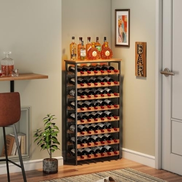 48 Bottles Freestanding Wine Rack with Solid Wood Top