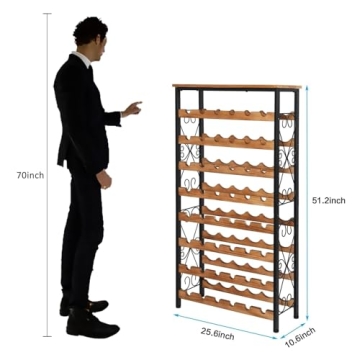 48 Bottles Freestanding Wine Rack with Solid Wood Top