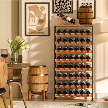 48 Bottles Freestanding Wine Rack with Solid Wood Top