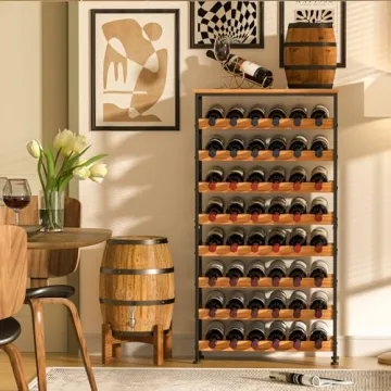 48 Bottles Freestanding Wine Rack with Solid Wood Top