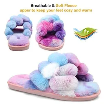 JIASUQI Fur Slides Slippers Soft Plush Comfort for Women