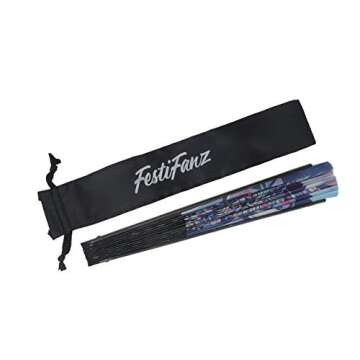 FestiFanz Large Wind Owl Folding Hand Fan, Rave Fan, Festival Fan, Club Fan, Bamboo Fan - for Events, Dance, Performance, Festivals