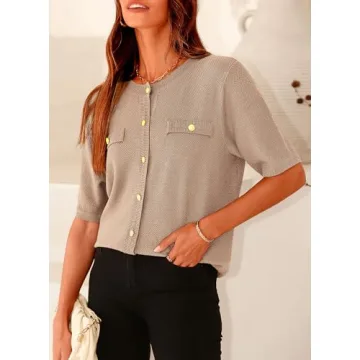 PRETTYGARDEN Women's Summer Button Down Blouse Top