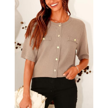 PRETTYGARDEN Women's Summer Button Down Blouse Top