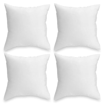 Soft 18x18-Inch Pillow Inserts Set of 4 - Machine Washable