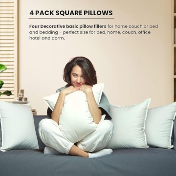 Soft 18x18-Inch Pillow Inserts Set of 4 - Machine Washable