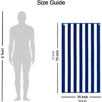 White Classic Beach Towels Oversized Navy Cabana Stripe Cotton Bath Towel Large - Luxury Plush Thick Hotel Swim Pool Towels for Adults Super Absorbent Quick Dry - 35x70 Blue [2 Pack]