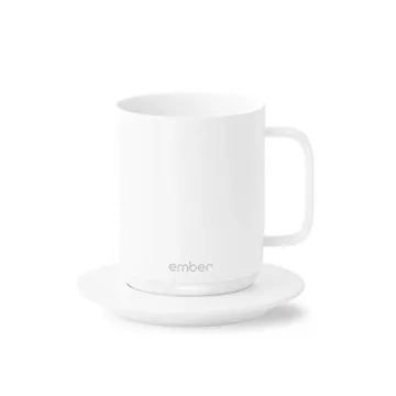 Ember Temperature Control Smart Mug, 10 Ounce, 1-hr Battery Life, White - App Controlled Heated Coff...