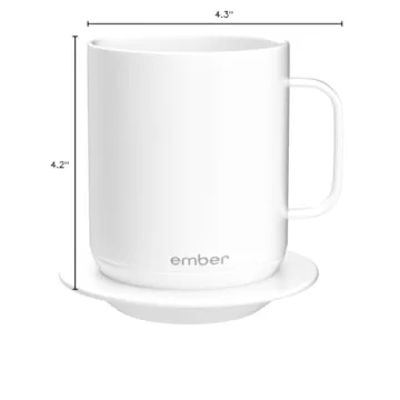 Ember Temperature Control Smart Mug, 10 Ounce, 1-hr Battery Life, White - App Controlled Heated Coffee Mug