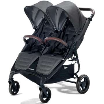 Valco Baby Trend Duo Lightweight Side by Side Double Stroller 2023 (Charcoal) - Compact Fold & Multi...