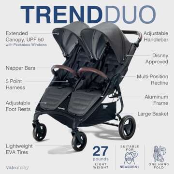 Valco Baby Trend Duo Lightweight Double Stroller 2023
